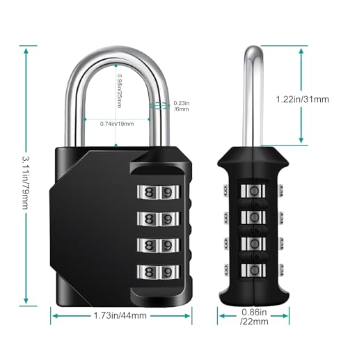 ZHEGE Combination Padlocks, 4 Digit Number Code for Gym Lock, School Lock, Locker Lock, Employee Lock(Red, Pack of 2)