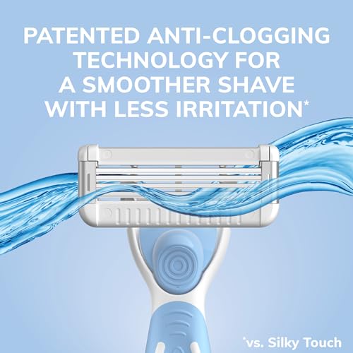 BIC EasyRinse Sensitive Anti-Clogging, Refillable Women's Razors With 4 Blades, 1 Razor Handle and 3 Refill Razor Cartridges Razor Kit