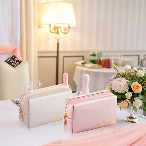 Hillban 6 Pcs Bride & Bridesmaid Makeup Bags Set - Waterproof PU Leather