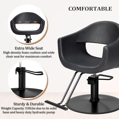 OmySalon Barber Chair - Heavy Duty Hydraulic Pump 330lbs