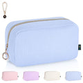Playexen 9.9" Blue Corduroy Makeup Bag with Ring Buckle Travel Organizer