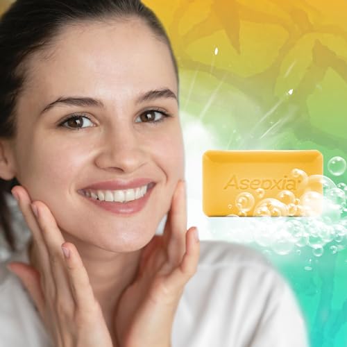 Asepxia Bar Soap, Non-Abrasive Exfoliating Facial Cleanser with Natural Pineapple Enzyme & Agave Extract, Pore Purifying & Brightening Face Wash for Oily Skin, 4 oz. - 5 Pack