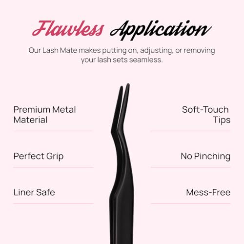 Full Out Glam LashMate Lash Applicator Tool - Precision Eyelash Tweezers for Magnetic Eylashes, Clusters, and Extensions - Soft-Touch Tips, Liner-Safe, Pinch-Free