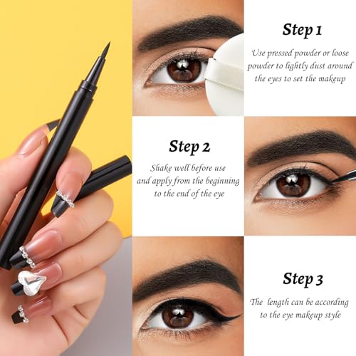 Liquid Eyeliner Pen 12 Pack - Ultra-Fine Tip, Waterproof & Smudge-Proof