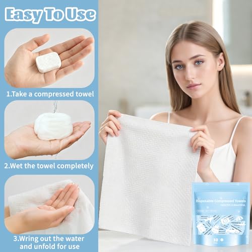 MISHCHI Compressed Towels - 30 PCS Ultra Soft Travel Washcloths