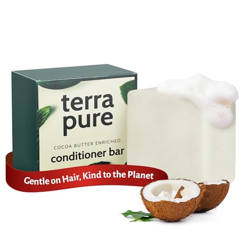 Terra Pure Conditioner Bar | Cocoa Butter Enriched by 1-Shoppe | Plastic Free, Soap Free, Vegan, Plant Based, Sustainable, Eco-Friendly, & Zero Waste