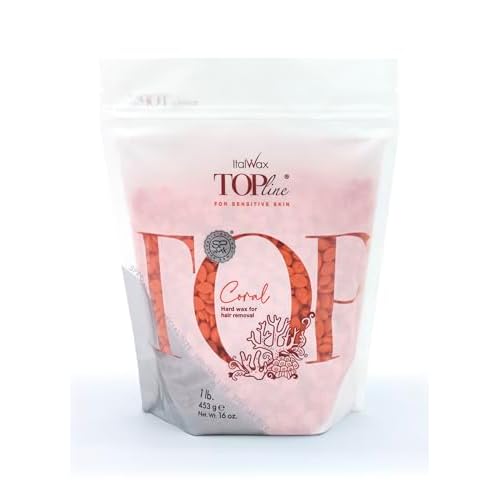 Italwax Top Line Coral Hard Wax Beads 1lb (450 g) ? Creamy Strong Grip Wax for Bikini & Coarse Hair, Suitable for Sensitive Skin, Professional Use ? Made in Italy