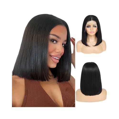 Short Bob Wig Human Hair 13x4 Frontal Bob Wigs 180% Density Glueless Wigs Pre Plucked for Black Women (12 inch)