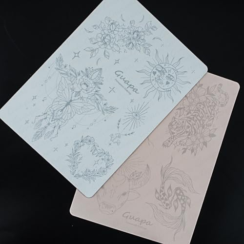 2pcs Silicone Pre Printed Tattoo Practice Skin with 9 Exquisite Tattoo Designs (Pink Skin)