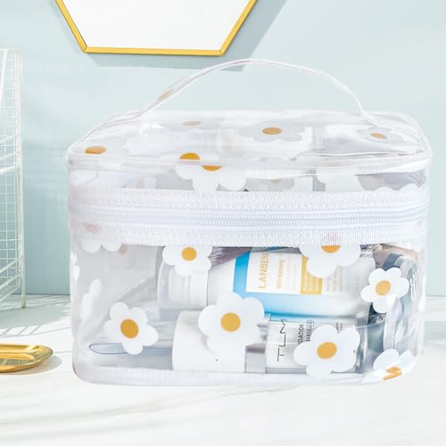 TotePrint Clear Cosmetic Bag with Handle - Durable PVC Travel Pouch