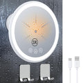 Gospire 3X Magnifying Heated Shower Mirror Fogless for Shaving, 5000mAh Battery, 360¡Æ Swivel & Magnetic Design, 8.3¡± Anti-Fog Shower Shaving Mirror with 3 Color Lights, Includes 2PCS Adhesive Hooks