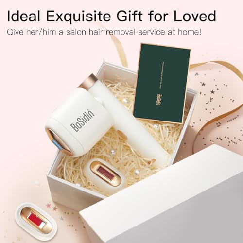 White BoSidin IPL Hair Removal Device with Ice-Cooling & Rejuvenation - 6+1 Modes, Painless at Home