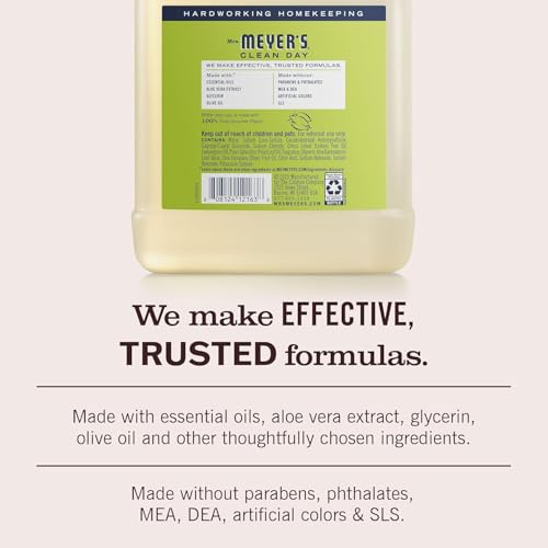Mrs. Meyer's Clean Day Hand Soap Refill Pack of 2 - Lemon Verbena & Rain Water, 33 Fl Oz Each