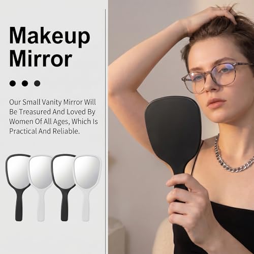 2-Pack Handheld Mirror with Handle 18x8cm Travel Vanity Mirror