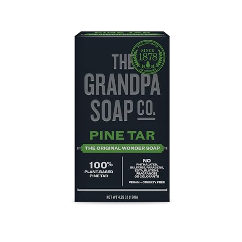 The Grandpa Soap Company Pine Tar Bar Soap The Original Wonder Soap | 3-in-1 Cleanser, Deodorizer & Moisturizer | 4.25 Oz.