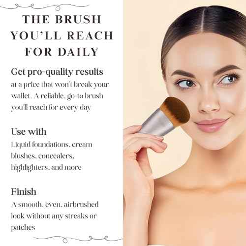 Kabuki Makeup Brush - Angled Blender Brush for Powder, Cream, Liquid Foundation, Sunscreen, Blush Blending & Bronzer - Professional Make Up Brush - Full Face Makeup Brush - Vegan & Cruelty Free