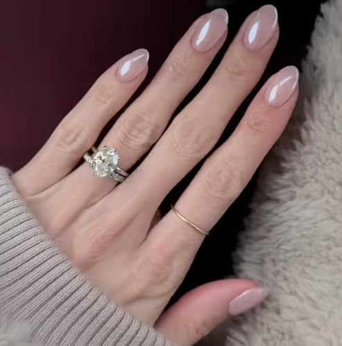 CurvLife Short Oval Press On Nails - Champagne Pearl Gel Set