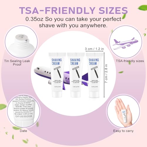 50 Shaving Cream Bulk Travel 10ml/0.35fl oz,Disposable Shaving Cream in Bulk Travel Shave Cream for Hotel Homeless,Verbena