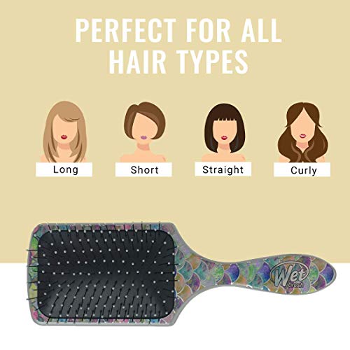 Wet Brush Paddle Detangler Hair Brush, Mermaid Tail - Ultra-Soft IntelliFlex Bristles with AquaVent Design - Spread Hair Treatments Evenly - Pain-Free Hair Brush For Women, Men, Wet And Dry Hair
