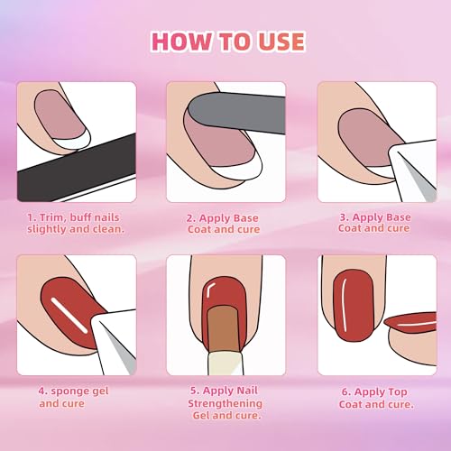 Woobena 20 Colors Ombre Gel Nail Polish Set with Sponge for Gradient & French Manicure - No-Wipe Glossy Finish, DIY Nail Art Kit for Beginners & Professionals - Variation A