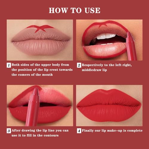 Miss Demi 12-Color Matte Velvet Lip Liner Set - Creamy Waterproof Lip Pencils for Women
