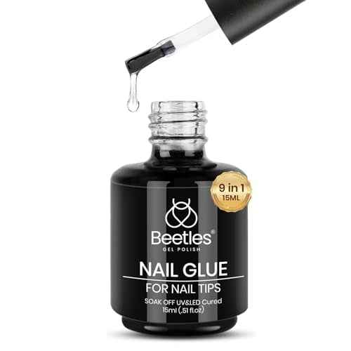Beetles 15ml Gel Nail Glue 9 in 1 for Acrylic Nails Tips and Clear Press on Nails, Long Lasting Extension Glue, Base Coat, Blooming Art Gel, Christmas Nails, U V Light Cured