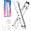 Bikini Trimmer for Women 2 in 1, Dual Head Womens Electric Shaver, Electric Razors for Pubic Hair, IPX7 Waterproof Rechargeable Facial Hair Removal for Shaving Underarm Leg Arm Body Face, White