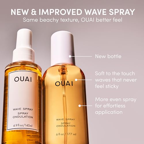 OUAI Travel-Size Hair Care Bundle - Leave-In Conditioner + Wave Spray - Hair Styling Products for Frizz Control, Volume, Texture, and Added Hair Shine (2 Count, 1.5 Oz/ 3 Oz)