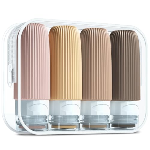 Mrsdry TSA Approved 2oz Travel Bottles - Leak Proof Silicone Toiletry Containers (4 Pack)