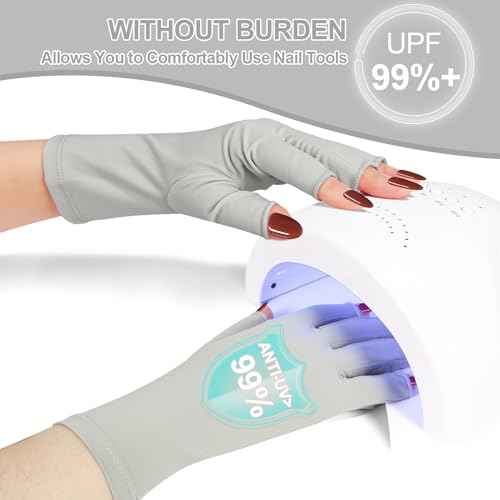 chemotex UV Nail Gloves: Professional UPF50+ Gel Manicure Protection - Art Skin Care Fingerless Gloves for Gel Nail Lamp