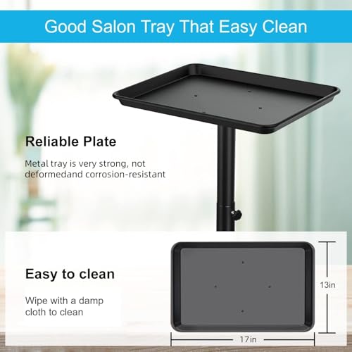 Adjustable Height Salon Rolling Tray with Storage