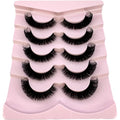 HBZGTLAD Cat eye Eyelashes 3D Natural False Lashes D Curl Fluffy Soft Cross 5 pairs Manga Lashes Wispy Natural Eyelash Extension Makeup (HB114)