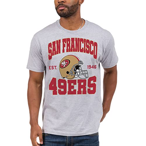 Junk Food Clothing x NFL - San Francisco 49ers - Team Helmet - Unisex Adult Short Sleeve Fan T-Shirt for Men and Women - Size Large