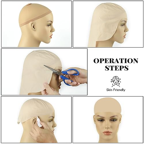 Halloween Bald Cap Set - 2/4/6 Pieces Latex & Nylon Adult Costume Wigs - Classic Variation