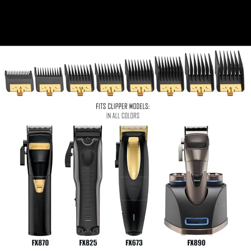 8PCS Premium Clipper Guards with Metal Clip compatible with BaBylissPRO Barberology Comb Set,Cutting Lengths 1/16¡±-3/4 ¡±, for Babyliss Clipper Guards for FX870 FX890 FX825 FX673 Clippers