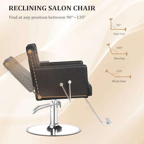mefeir Reclining Barber Chair Heavy Duty Salon Chair