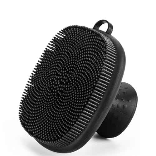 Face Scrubber, SANLESS Premium Silicone Face Scrubber Handheld Facial Cleansing Brush Skin Care Tools Body Scrubber Waterproof Face Brushes for Men Women Exfoliating, Black
