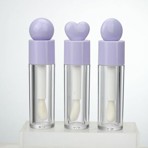 COSIDEA 16pcs 6ml 0.2oz Round Purple big doe foot wand lip gloss tubes for DIY unique lipgloss containers tubes with thick brush