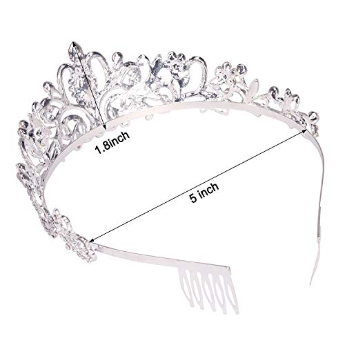 COCIDE Tiara Crystal Crowns Princess Rhinestone Crown with Combs Bride Headbands Bridal Wedding Prom Birthday Party Hair Accessories Jewelry for Women Girls (Silver)