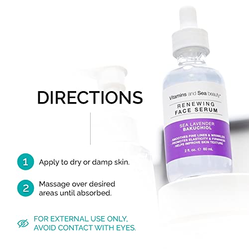 Renewing Skin Serum with Sea Lavender & Bakuchiol, Anti-Aging Firming and Smoothing Collagen Boosting Face Serum for Fine Lines and Wrinkles ? 2 fl oz