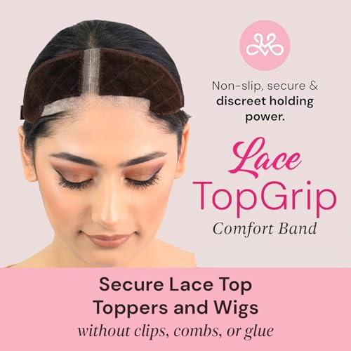 Milano Collection Non-Slip Velvet Lace Top Wig Grip Band - Brown, Large