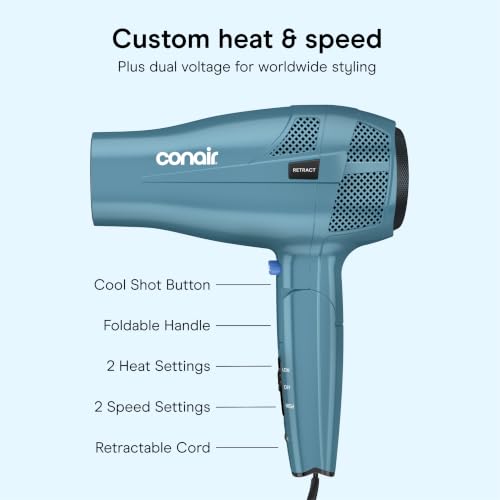 Conair 1875W Dual Voltage Folding Travel Hair Dryer