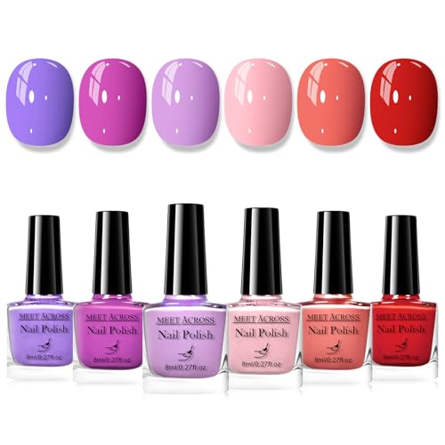 MEET ACROSS 6-Color Nude Nail Polish Set - Quick Dry, 28+ Days