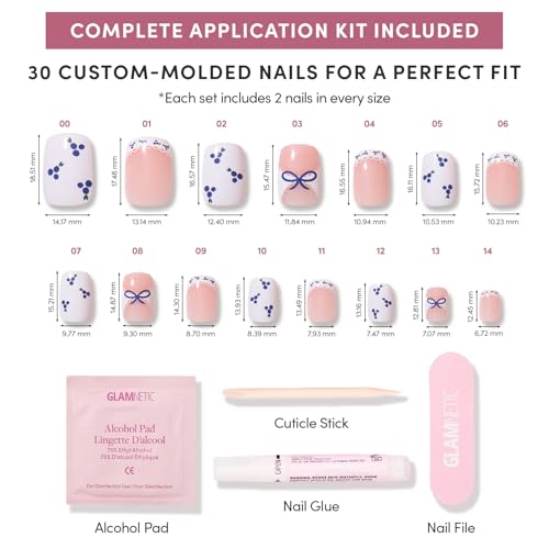 Glamnetic Press On Nails - Blue A Kiss | Short Squoval Design Kit