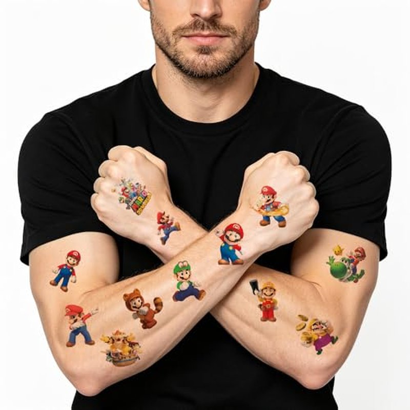 60 Pcs Cartoon Temporary Tattoos for Kids & Teens - Fun Anime Stickers