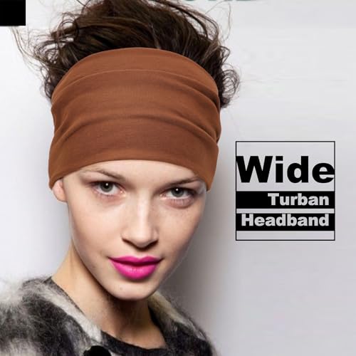 DRESHOW 4 Pack Wide Vintage Turban Headbands for Women Knotted Hair Accessories