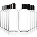 Youngever 10 Pack Clear Plastic Empty Bottles with Disc Cap 8 Ounce, Refillable Cosmetic Bottles, Squeeze Containers for Shampoo, Liquid Body Soap, Lotion, Cream (Long)