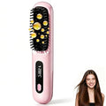 Cordless Hair Straightening Brush - Portable Heated Comb, 3 Temperature Settings, USB-C