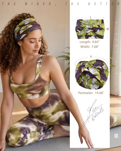 REOTECALL Extra Wide 7.08in Headbands 6-Pack Non-Slip Boho Twist Cross Hair Bands Yellow