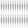 24-Pack Stainless Steel Slanted Tweezers 3.5in - Eyebrow & First Aid